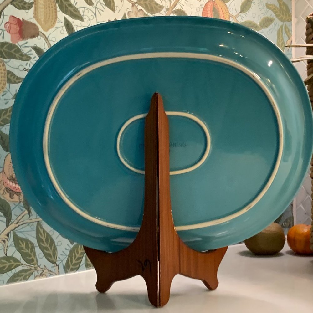 Vintage Crown Corning Japan Teal Serving Platter - Picture 14 of 15